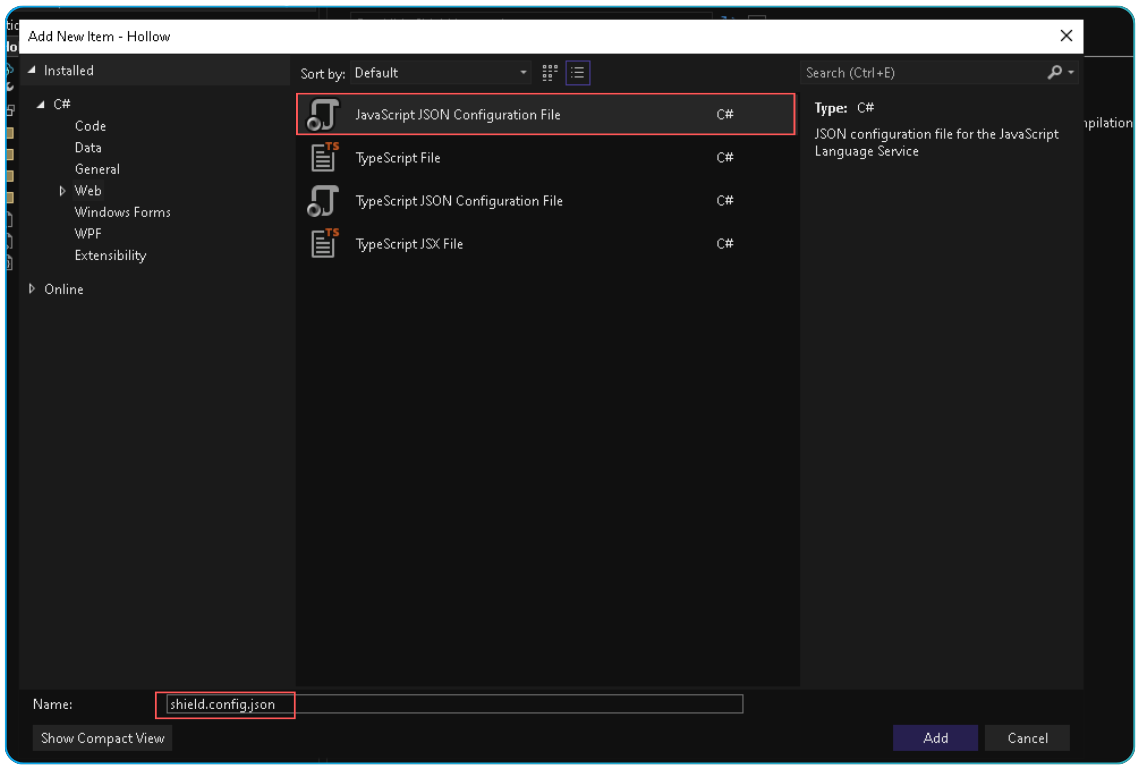Create shield.config.json file